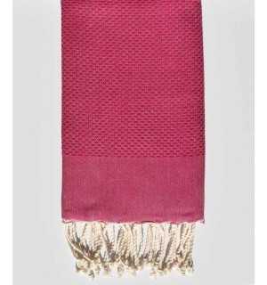 plain honeycomb dark fuchsia magenta Fouta Tunisia - 1