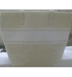 Light beige beach bag with white stripes Fouta Tunisia - 1