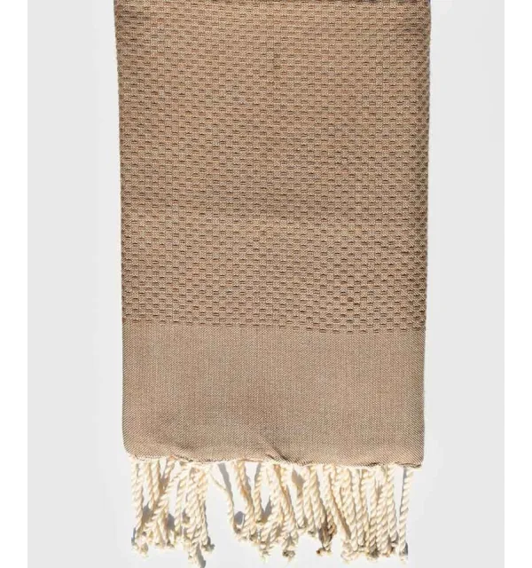 Plain honycomb bistre brown Fouta  - 1