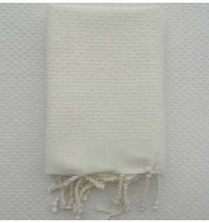 Set of 10 plain honeycomb white cream napkins Fouta Tunisia - 1