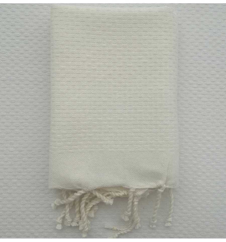 Set of 10 plain honeycomb white cream napkins Fouta Tunisia - 1