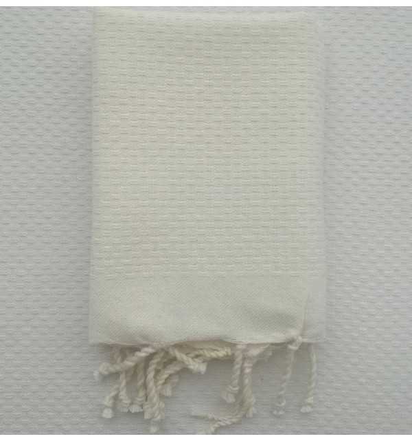 Set of 10 plain honeycomb white cream napkins Fouta Tunisia - 1