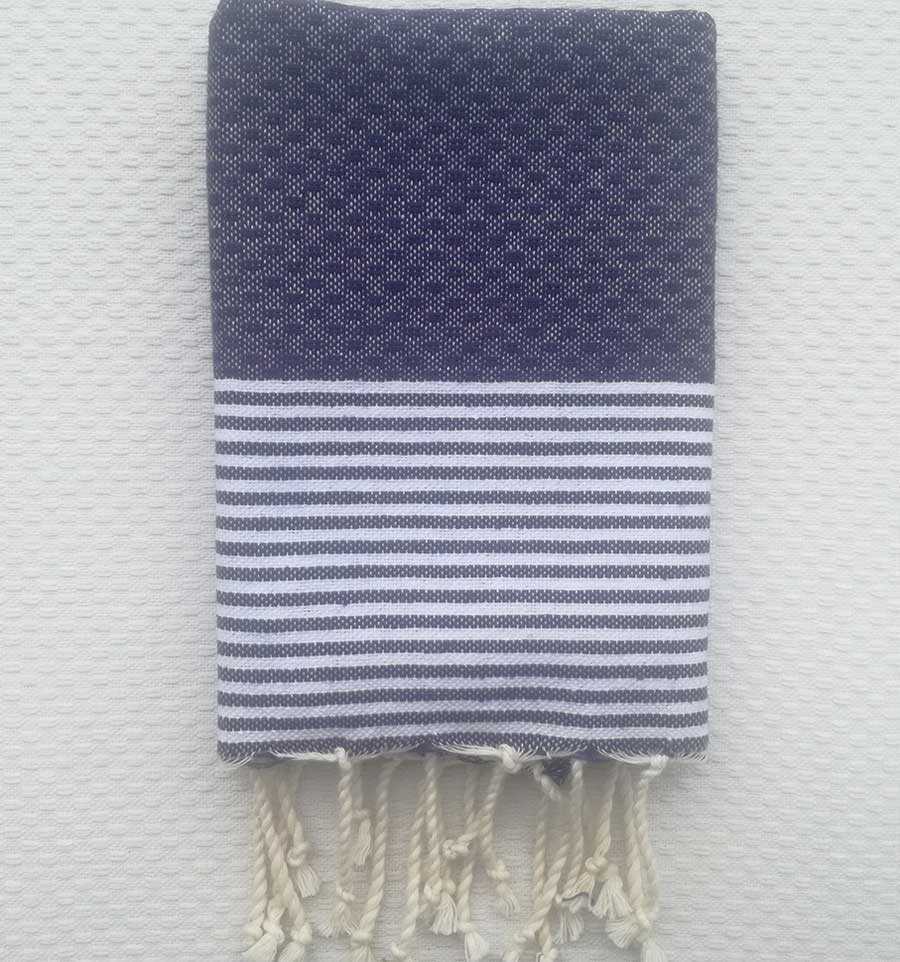 Set of 10 midnight blue napkins Fouta Tunisia - 1