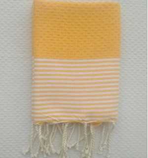 Set of 10 amber yellow napkins with stripes Fouta Tunisia - 1