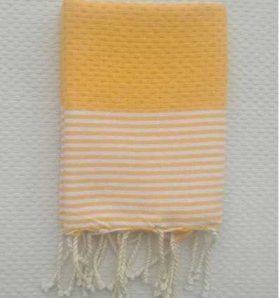 Set of 10 amber yellow napkins with stripes