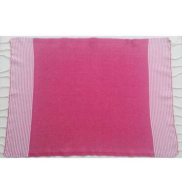 Set of 10 pink napkins with stripes Fouta Tunisia - 2