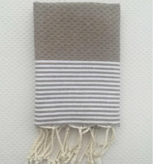Set of 10 taupe brown napkins Fouta Tunisia - 1