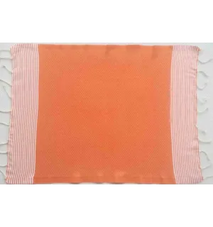 Set of 10 orange napkins Fouta Tunisia - 2 2