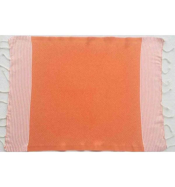 Set of 10 orange napkins Fouta Tunisia - 1