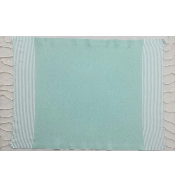 Set of 10 water green napkins with stripes Fouta Tunisia - 1