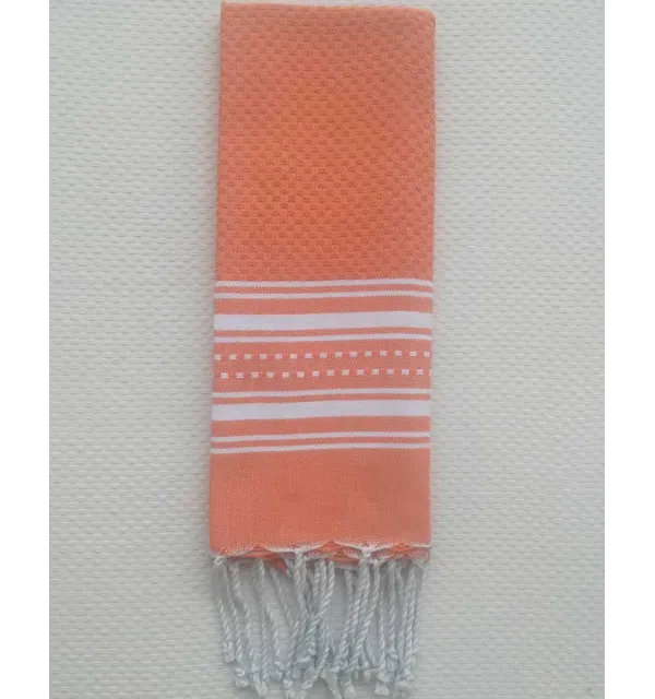 Carrot orange and white mini towel Fouta Tunisia - 1