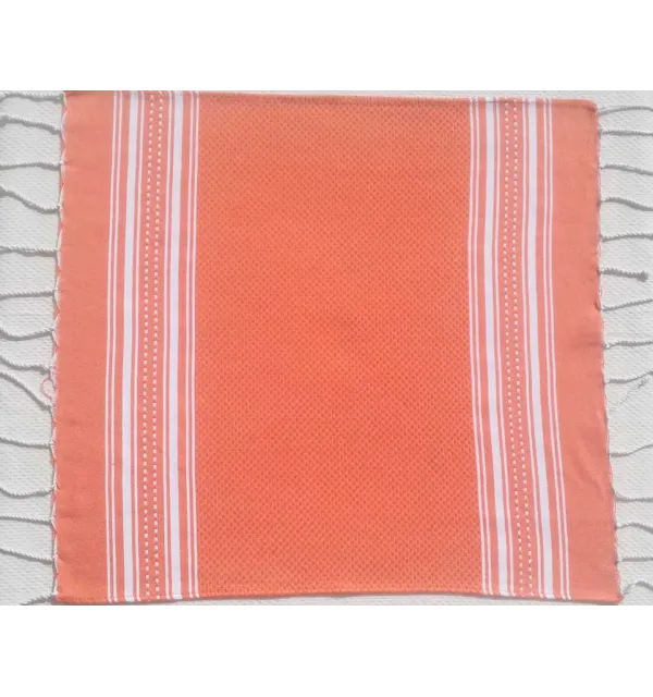Carrot orange and white mini towel Fouta Tunisia - 2