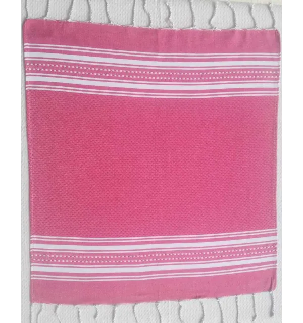 Pink and white mini towel Fouta Tunisia - 1