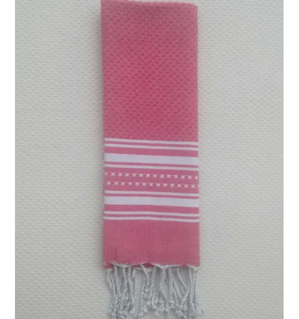 Pink and white mini towel Fouta Tunisia - 2