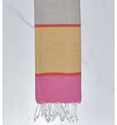 Greige light, pink, coral red and yellow Kid beach towel
