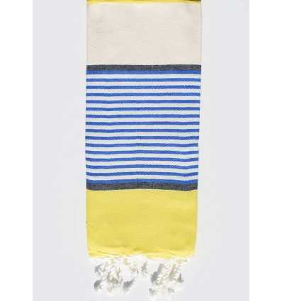 Cream, yellow, blue and slate gray kid beach towel