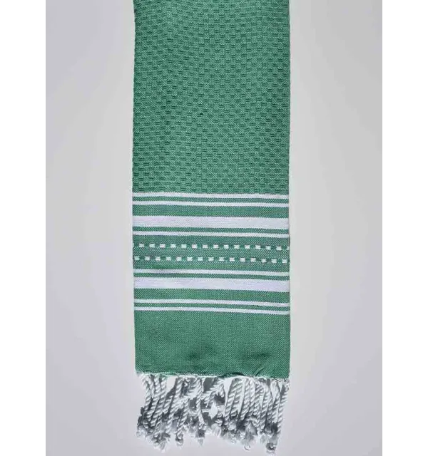 Cadmium green napkin with stripes Fouta Tunisia - 1