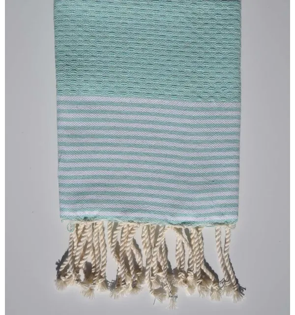 Set of 10 water green napkins with stripes Fouta Tunisia - 2