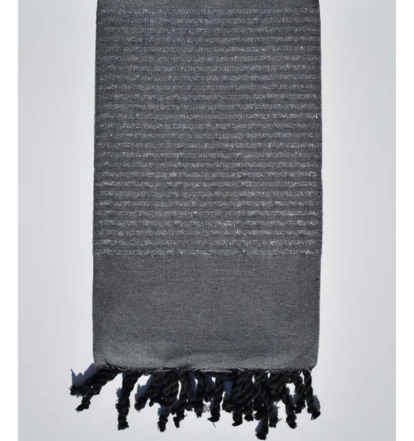 Dark gray decorative with silver lurex beach towel  - 1