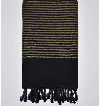 Black decorative beach towel with golden lurex thread 