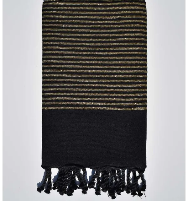 Black with golden lurex beach towel  - 1
