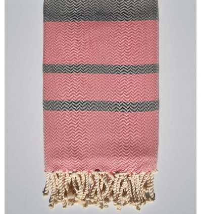 Pink and slate gray chevron Beach towel