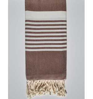 Hazelnut brown arthur beach towel Fouta Tunisia - 1 2