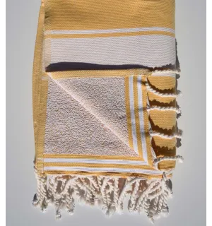 Dawn yellow beach towel sponge Fouta Tunisia - 3 2