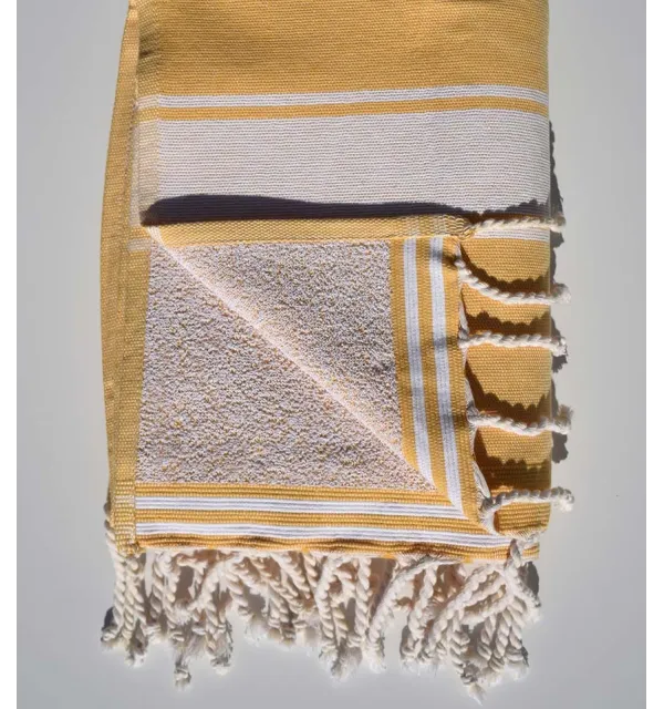 Dawn yellow beach towel sponge Fouta Tunisia - 3