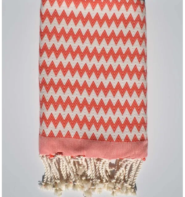 Beach towel zigzag coral Fouta Tunisia - 2