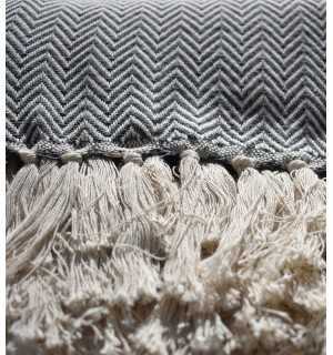 Slate gray chevron throw blanket Fouta Tunisia - 1 2