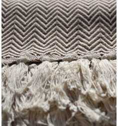 Brown chevron throw blanket Fouta Tunisia - 1 2