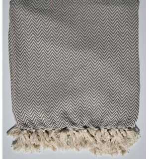 Brown and cream white chevron throw blanket Fouta Tunisia - 1