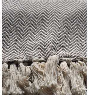 Brown and cream white chevron throw blanket Fouta Tunisia - 1 2