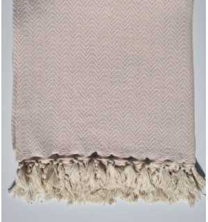 Baby pink chevron throw blanket Fouta Tunisia - 1