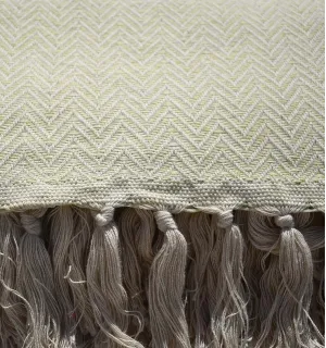 Green pistachio chevron throw blanket Fouta Tunisia - 1 2