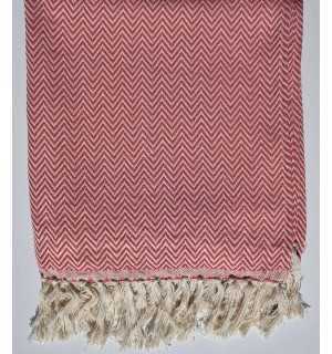 Pink chevron throw blanket Fouta Tunisia - 1