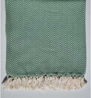 Green chevron throw blanket Fouta Tunisia - 1