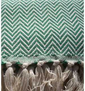Green chevron throw blanket Fouta Tunisia - 1 2