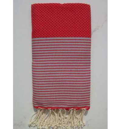 HONEYCOMB red striped white fouta