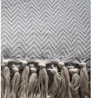 Light gray chevron throw blanket Fouta Tunisia - 1 2