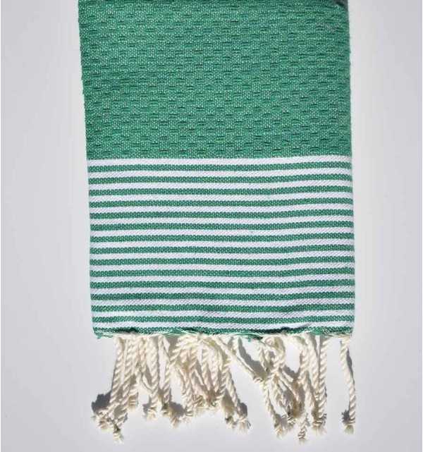 Set of 10 green napkins with stripes Fouta Tunisia - 1