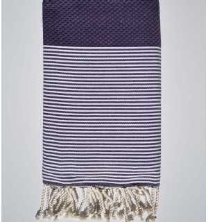 Honeycomb dark purple beach towel Fouta Tunisia - 1