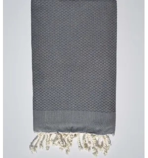 Medium iron gray plain beach towel Fouta Tunisia - 1 2