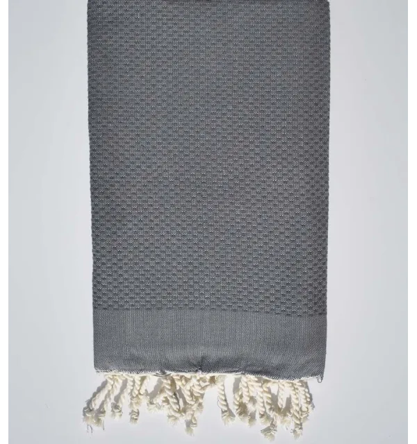 Medium iron gray plain beach towel Fouta Tunisia - 2