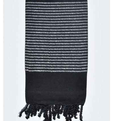 Black decorative beach towel with silver lurex thread