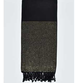 Black with golden lurex thread Throw Fouta Tunisia - 1