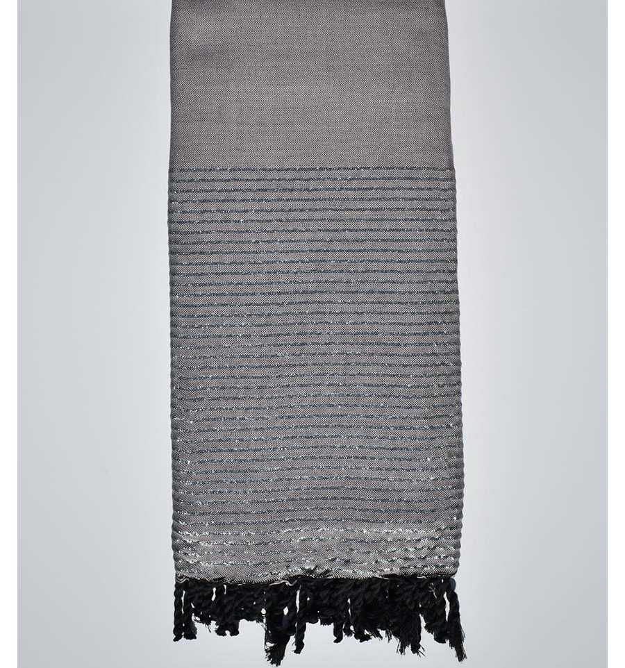 Light taupe with silver lurex throw Fouta Tunisia - 1