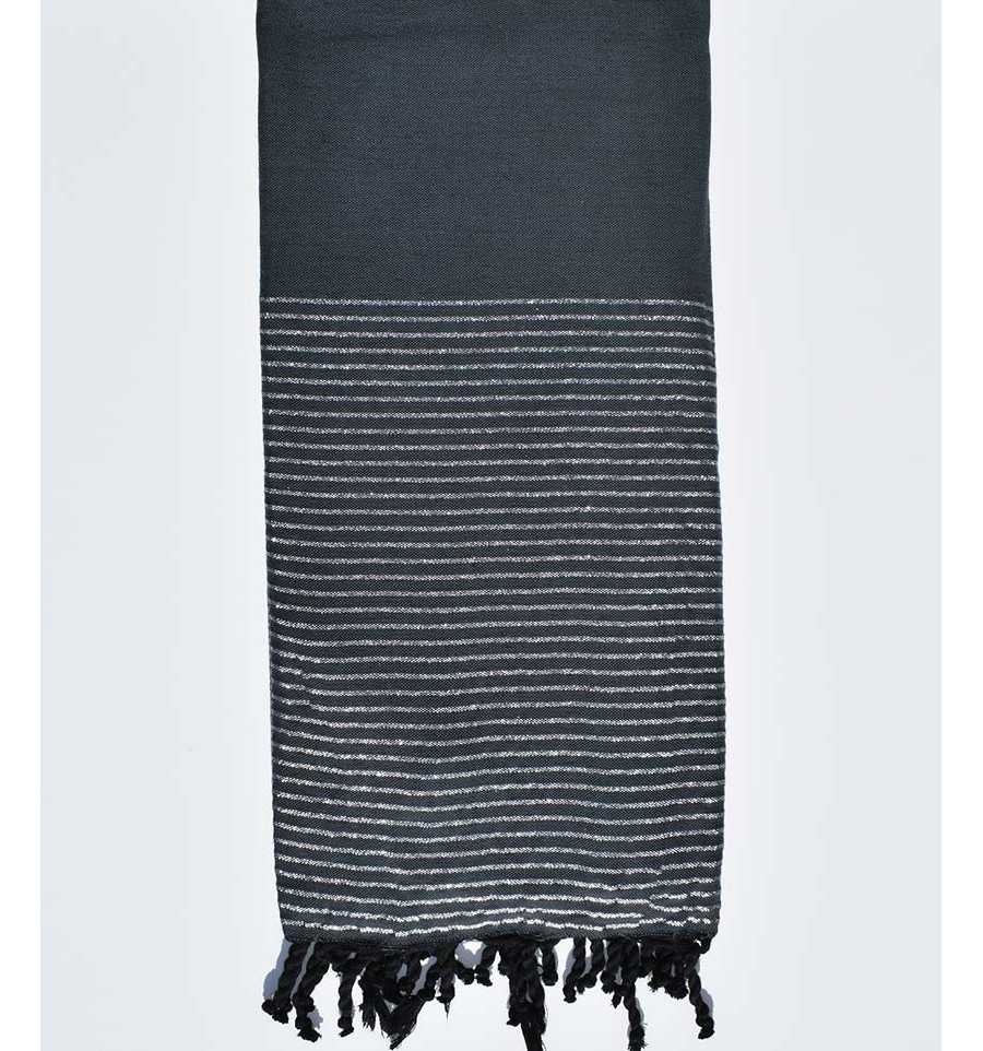 Dark chrome green throw with lurex 2m*3m Fouta Tunisia - 1