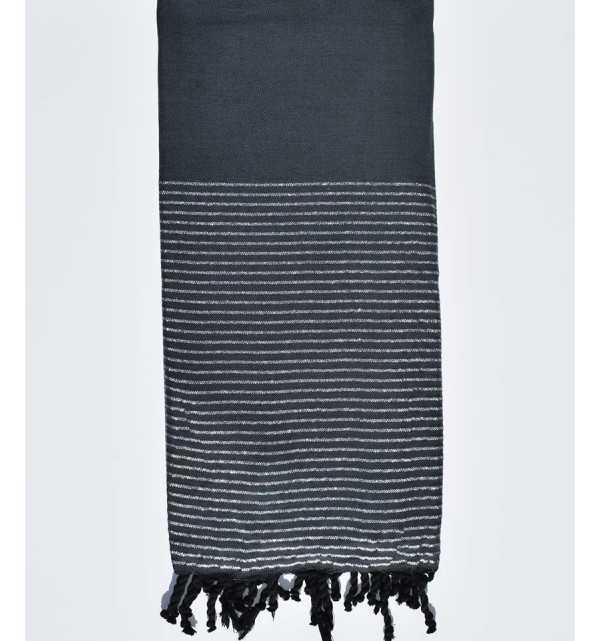 Dark chrome green throw with lurex 2m*3m Fouta Tunisia - 1